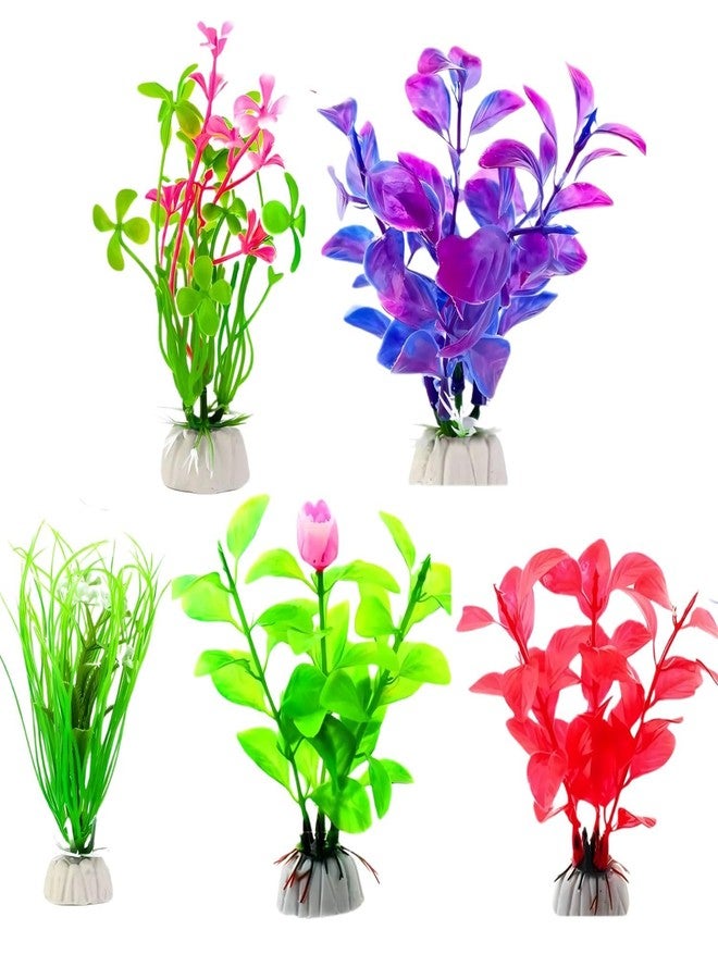 VAYINATO® Artificial Aquarium Plants - Pack of 5 Plastic Fish Tank Decorations | Random Colors | Safe for Freshwater & Saltwater Aquariums by Petzlifeworld - Image 1